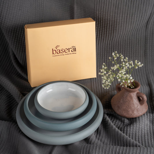 Kaolin Glazed Ceramic Plate Set – Set of 3