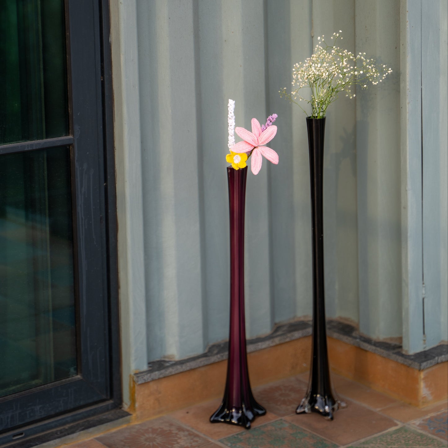 Verre Tall Glass Vase Set- Set of 2