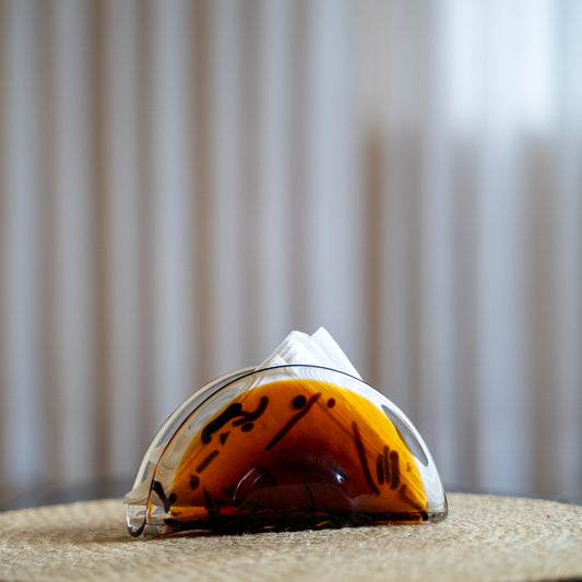 Amber Swirl Glass Tissue Holder
