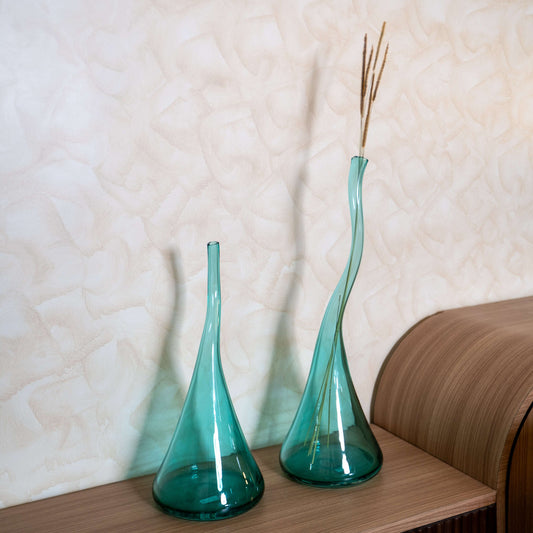 Elantra Duo Sculptural Glass Vases - Set of 2