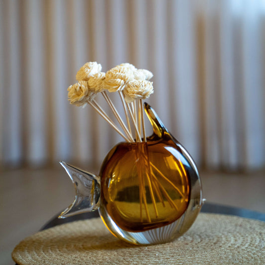 Fin Handcrafted Amber Glass Vase