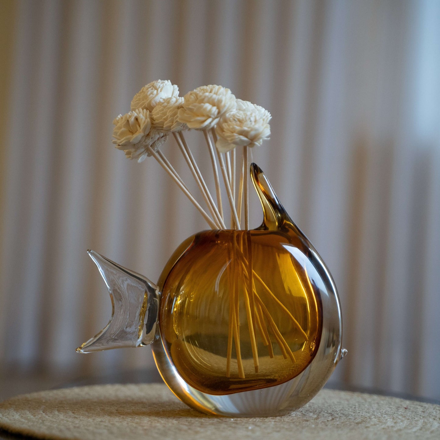 Fin Handcrafted Amber Glass Vase
