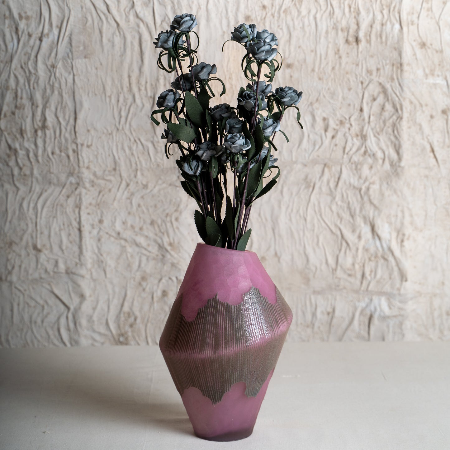 Mauv Dusk Handcrafted Glass Vase Set - Set of 2