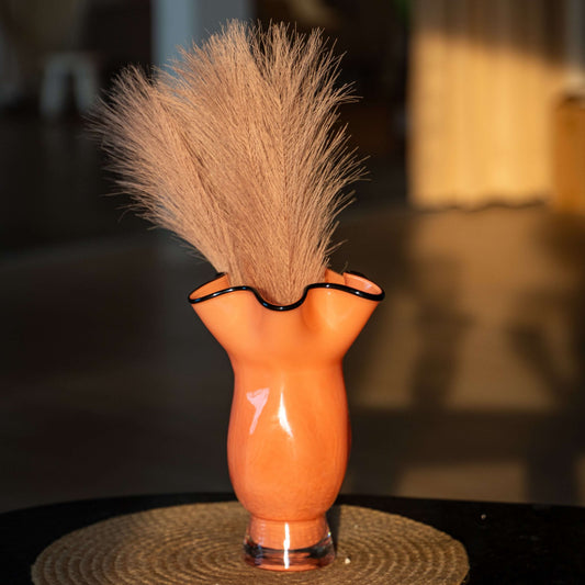 Ruffle Bloom Glass Vase (Coral & Mint)