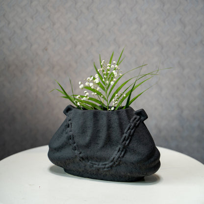 Charcoal Chain Link- Ceramic Bag Vase