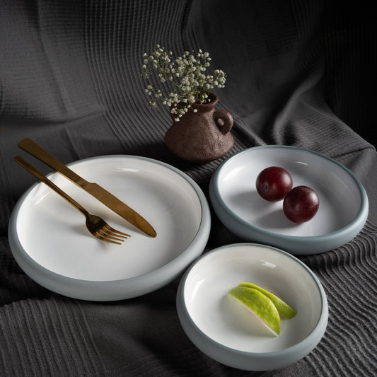Kaolin Glazed Ceramic Plate Set – Set of 3