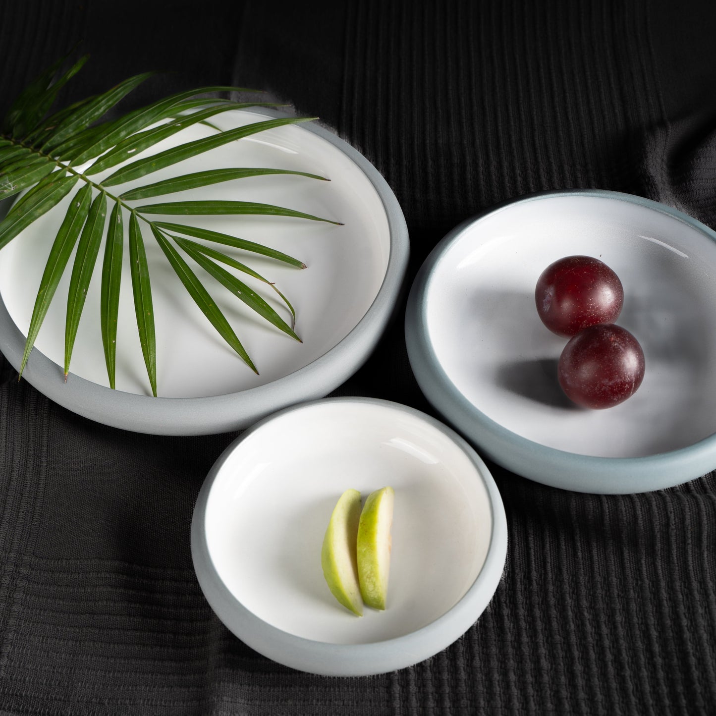 Kaolin Glazed Ceramic Plate Set – Set of 3