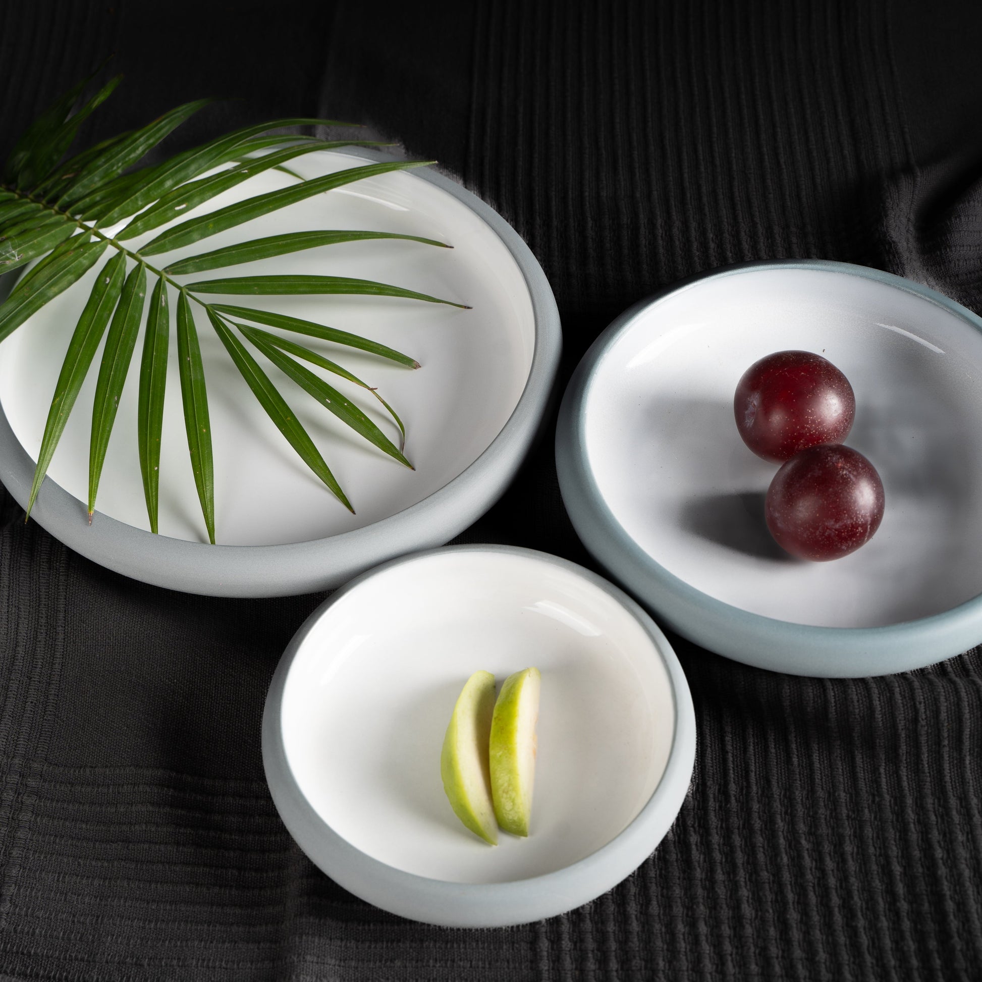 Kaolin Glazed Ceramic Plate Set – Set of 3