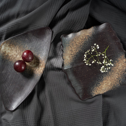Ridge Ceramic Platters - Set of 2
