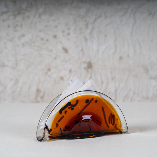 Amber Swirl Glass Tissue Holder