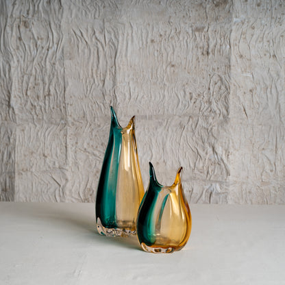 Cascade Flame Art Glass Vase Set – Set of 2