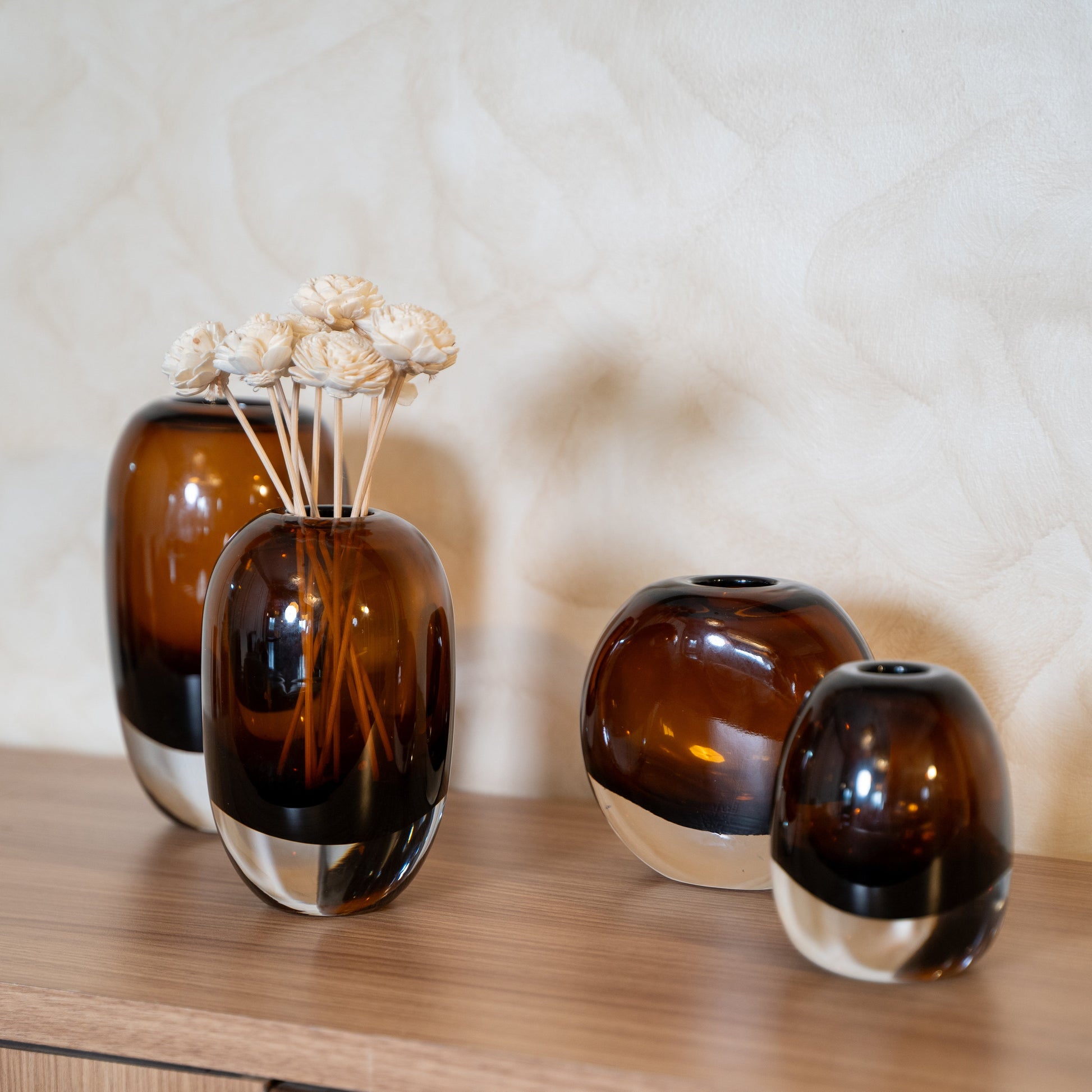 Eclisse Handblown Glass Vase Set – Set of 4
