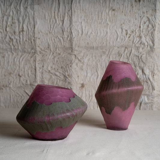 Mauv Dusk Handcrafted Glass Vase Set - Set of 2