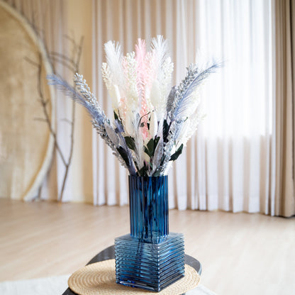 Prismora Ribbed Glass Vase - Set of 2
