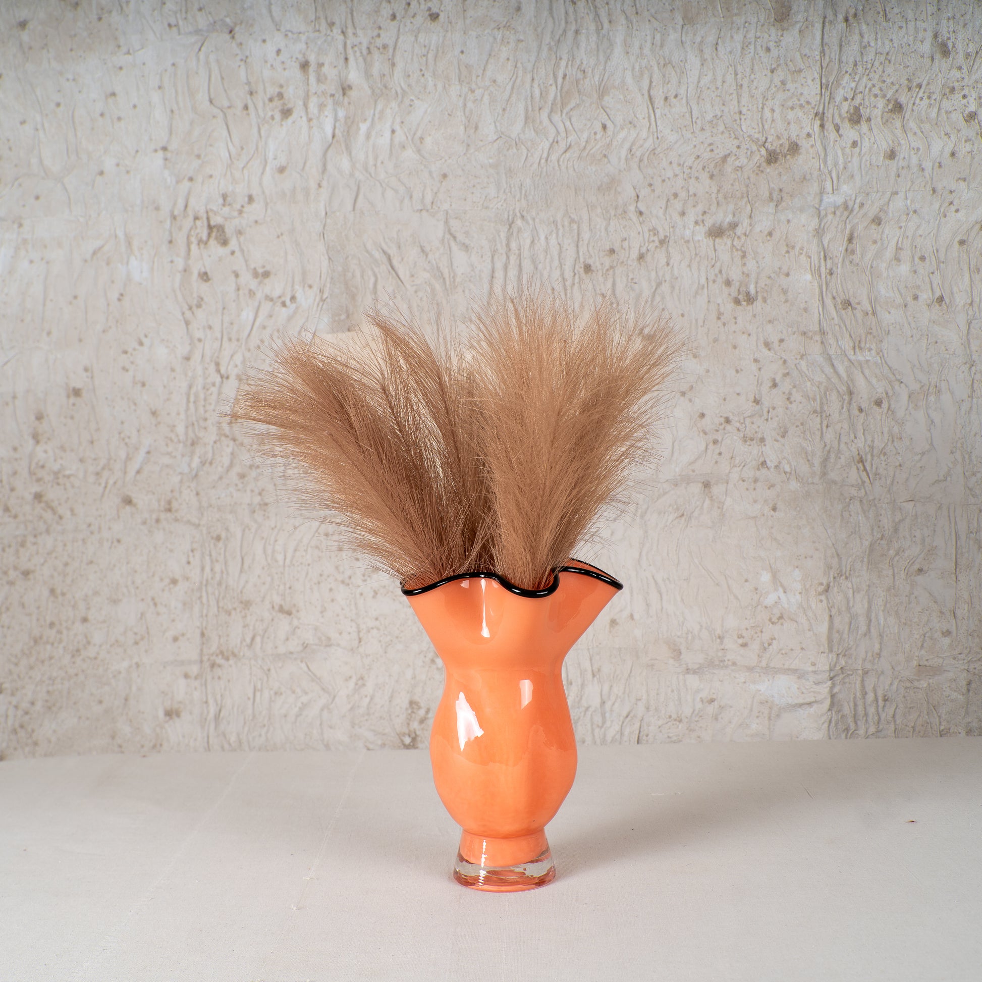 Ruffle Bloom Glass Vase (Coral & Mint)
