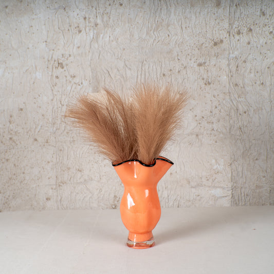 Ruffle Bloom Glass Vase (Coral & Mint)