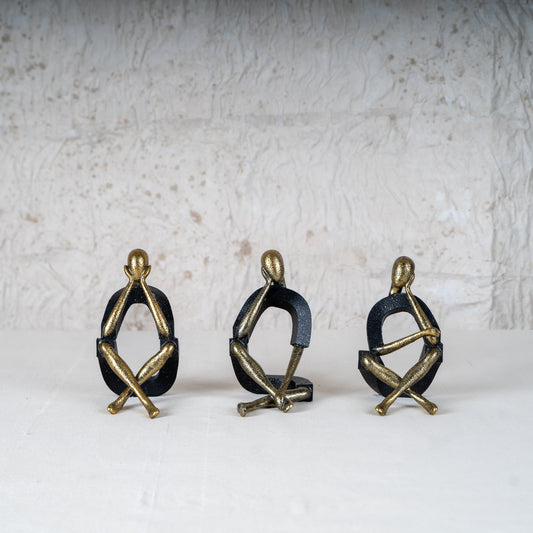 Seers Abstract Sitting Men Figurine Set - Set of 3